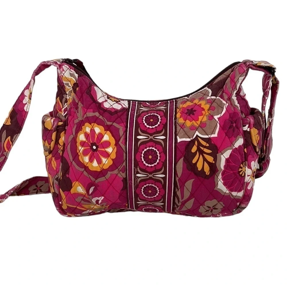 Vera Bradley Purse Quilted Floral Hobo Bag Pink Yellow
